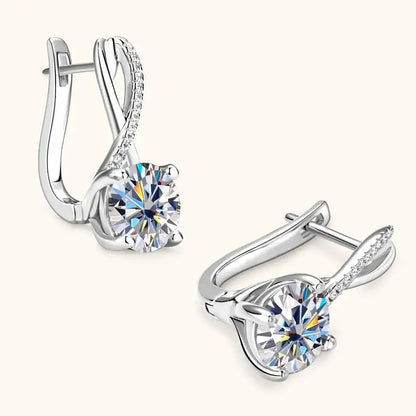 Taoyu D2.0CT Moissanite Drop Hie Earrings Real Silver Women Gold Plated Hoops Infinite Earring Certified Wedding Jewelry