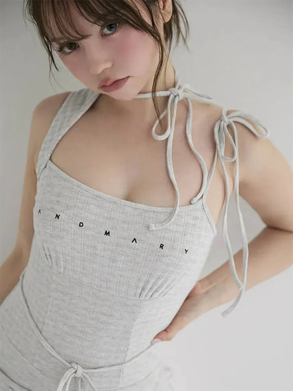 2025 Japanese Style Fashion Off-Shoulder Knit Jumpsuit for Women Summer New Sweet Girls Versatile Jumpsuits Lady Casual Pants