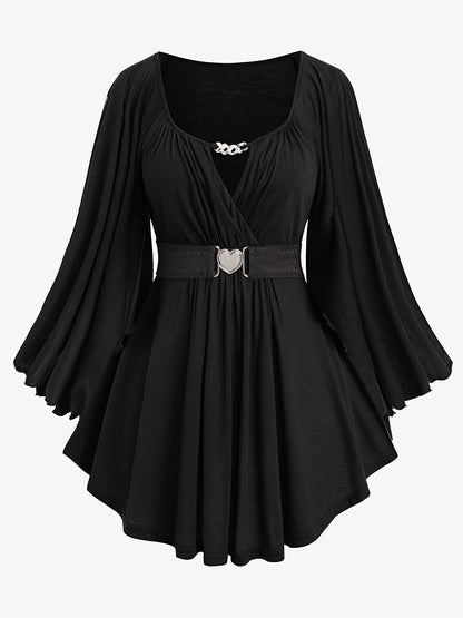 New autumn and winter European and American fashion women's clothing, oversized with an irregular hem, solid color, heart-shaped