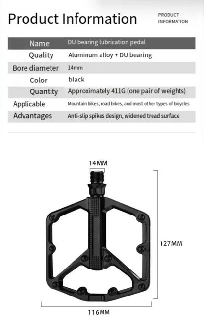 Bicycle pedal - Anti-slip - Double bearing - Lightweight cycling pedal - Suitable for road and mountain bike riding accessories