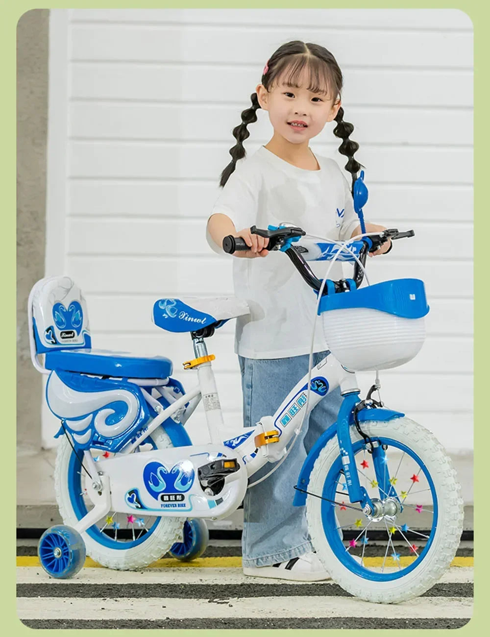 Girls Bike for Kids 12 14 16 Inch Kids Bike with Training Wheels & Dual Brakes Toddler Bicycle with Basket Birthday Gift for Boy