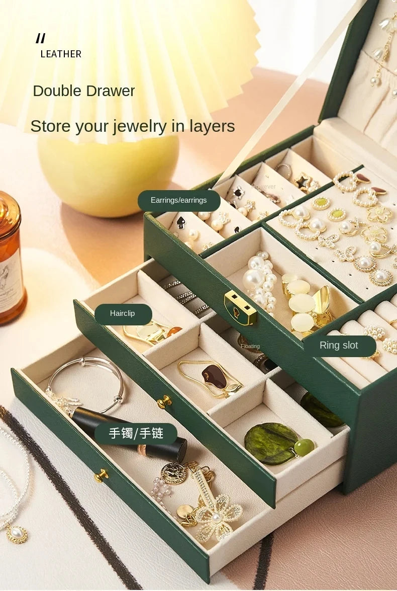 High-End Multi-Layer Drawer-Type Jewelry Box Household Large Capacity Earring Storage Organizer with Oxidation Finish