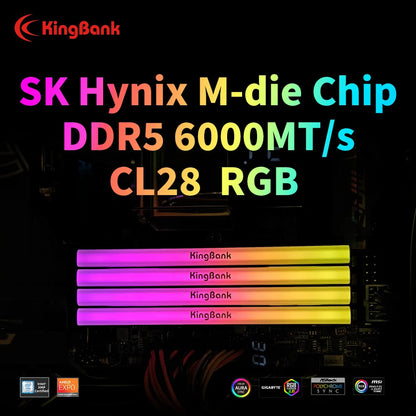 KingBank SoarBlade KFRW DDR5 RGB Series 24GBx2 6000MHz Kit UDIMM Dual Channel Computer Desktop PC Hynix M die CL28