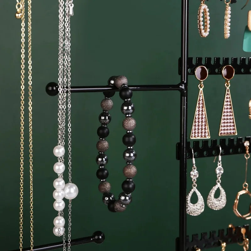Multifunctional Earring Display Rack Necklace Ring Storage Rack Detachable Wooden Bottom Women Bracelet Watch Jewelry 2030