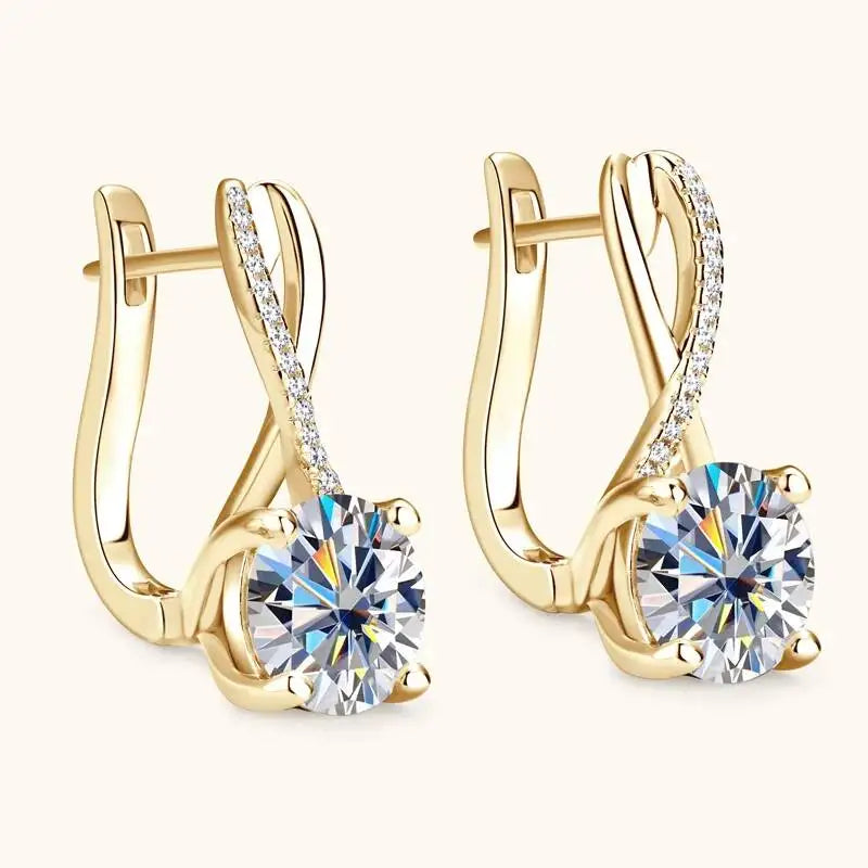 Taoyu D2.0CT Moissanite Drop Hie Earrings Real Silver Women Gold Plated Hoops Infinite Earring Certified Wedding Jewelry