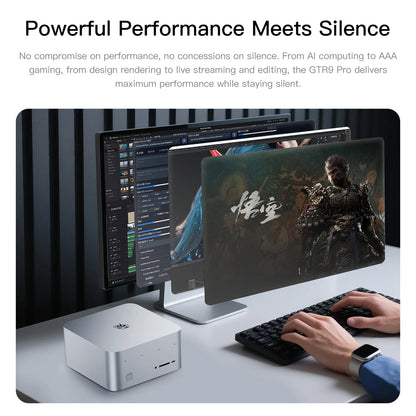 Beelink GTR9 Pro AMD Ryzen AI MAX+ 395 AI Mini PC Windows 11 LPDDR5 128GB 2TB Wifi7 BT5.4 8K Fingerprint Desktop Gamer PC