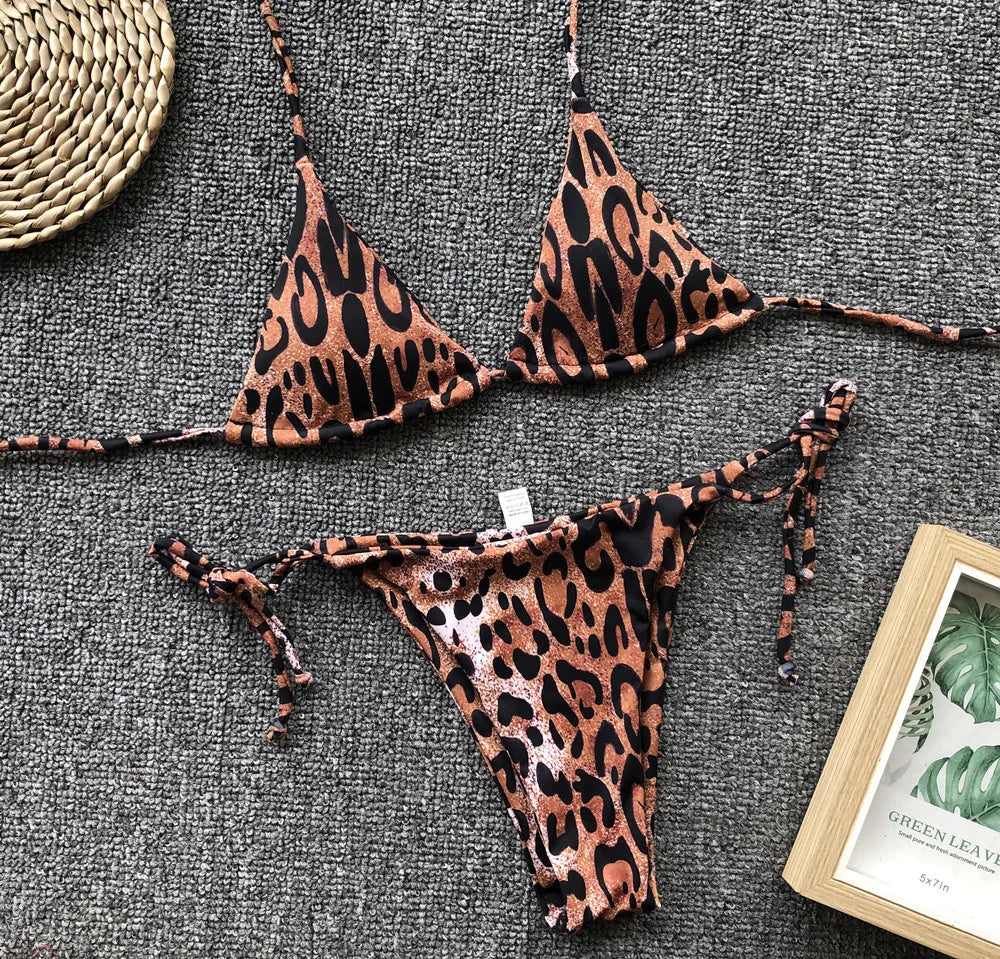 2026 Sexy Bikini Women Leopard Triangle Swimwear Swimsuit Halter Bikinis Set Bathing Suit Beach Bikini Female Biquinis Feminino