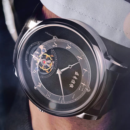 New Year's watch gift  limited edition genuine watch men's mechanical watch tourbillon hollow leather waterproof