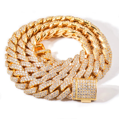 Iced Out Miami Cuban Chain Necklace For Men Women 8mm 10mm 12mm Zircon Link Gold Silver Color Fahion Hip Hop Jewelry