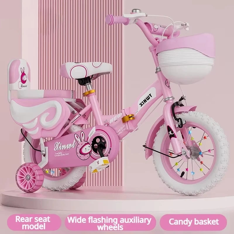 Girls Bike for Kids 12 14 16 Inch Kids Bike with Training Wheels & Dual Brakes Toddler Bicycle with Basket Birthday Gift for Boy
