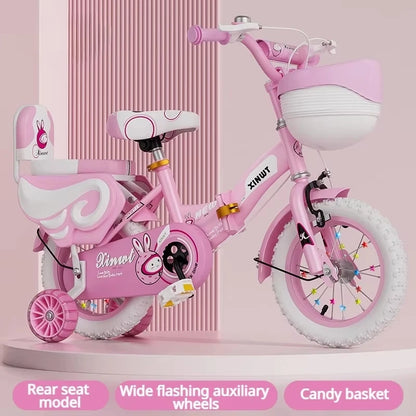 Girls Bike for Kids 12 14 16 Inch Kids Bike with Training Wheels & Dual Brakes Toddler Bicycle with Basket Birthday Gift for Boy