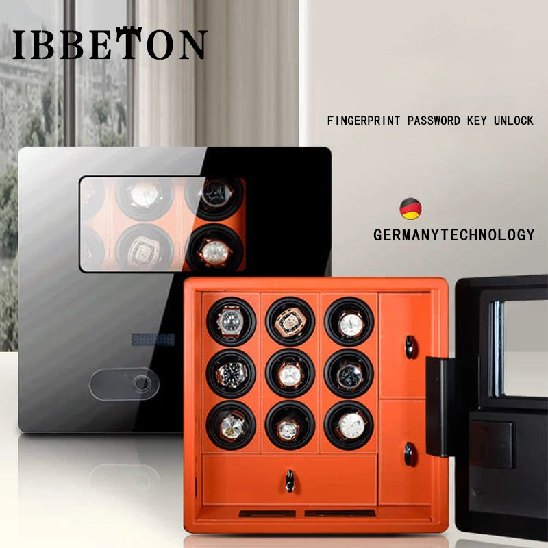 Watch Winder Explosion proof Glass Watch Safe German Mechanical Watch Box 6-9-12 Table Position Automatic Shaking Watch Safe Con