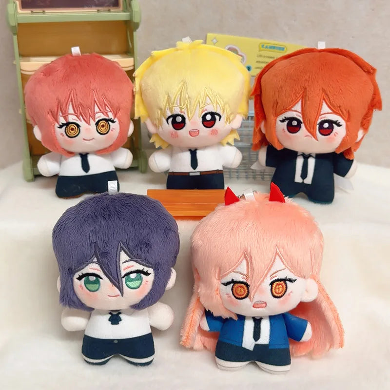 New Cute 10cm Chainsaw Man Plush Doll Set Makima Denji Power Aki Reze Cute Cotton Doll Keychain Pendant for Fans Collection Gift