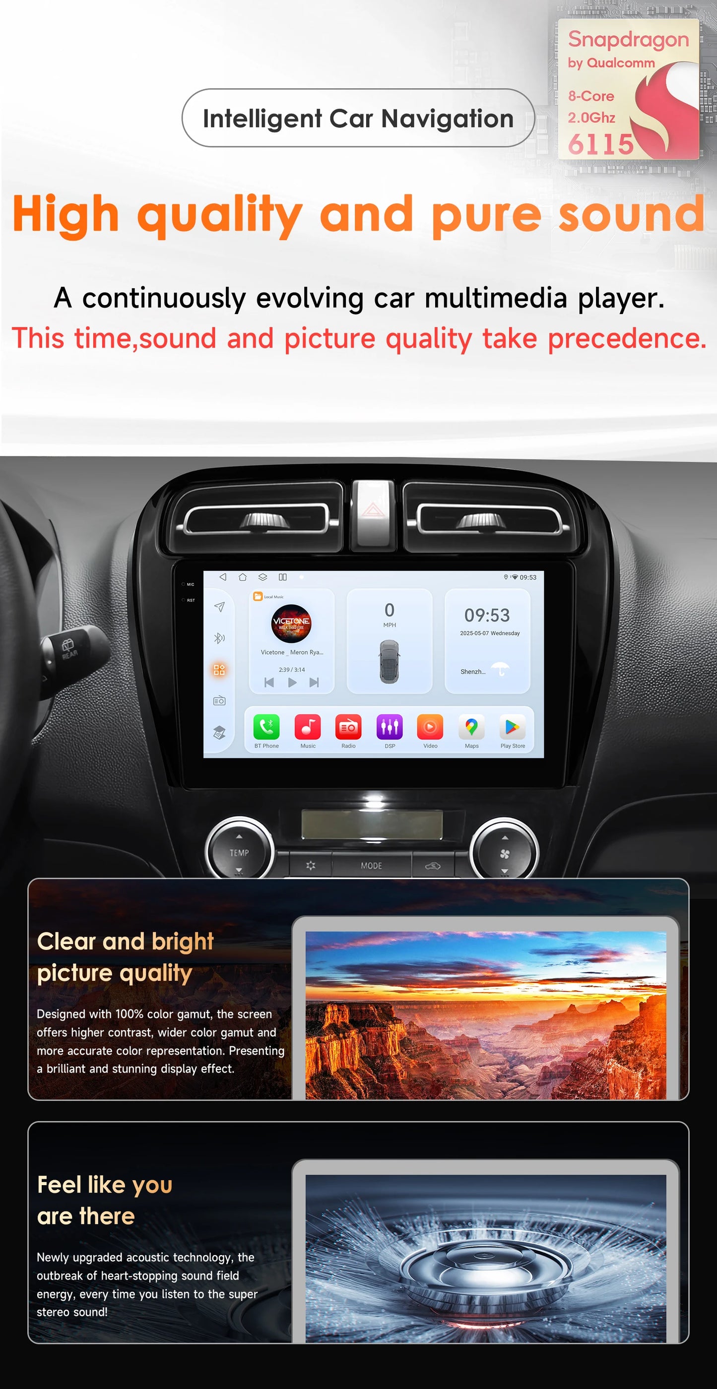 Hizpo 2 Din Android 14 Car Radio Multimidia For MITSUBISHI Mirage Spacestar Dodge Attitude 2012-2018 GPS Navigation Carplay DSP