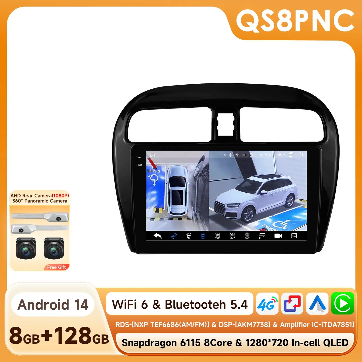 Hizpo 2 Din Android 14 Car Radio Multimidia For MITSUBISHI Mirage Spacestar Dodge Attitude 2012-2018 GPS Navigation Carplay DSP