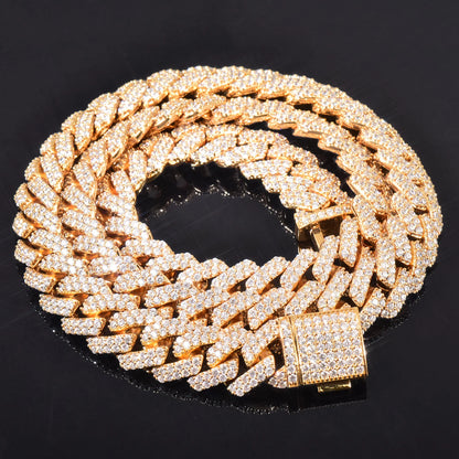 Iced Out Miami Cuban Chain Necklace For Men Women 8mm 10mm 12mm Zircon Link Gold Silver Color Fahion Hip Hop Jewelry