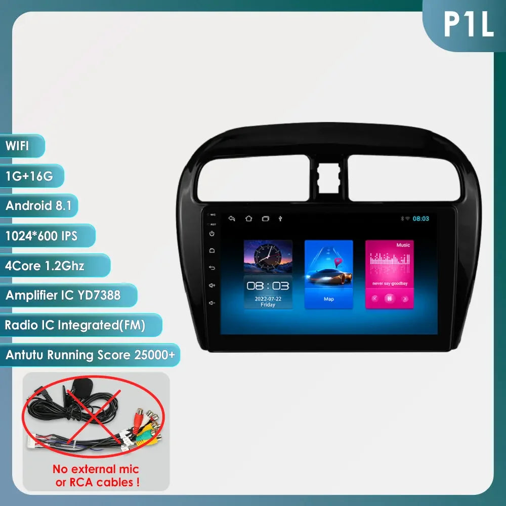 Hizpo 2 Din Android 14 Car Radio Multimidia For MITSUBISHI Mirage Spacestar Dodge Attitude 2012-2018 GPS Navigation Carplay DSP