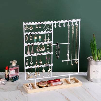Multifunctional Earring Display Rack Necklace Ring Storage Rack Detachable Wooden Bottom Women Bracelet Watch Jewelry 2030