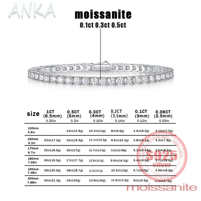 sterling silver 925 moissanite tennis bracelet 0.3ct  full row moissanite bracelet  tennis bracelet