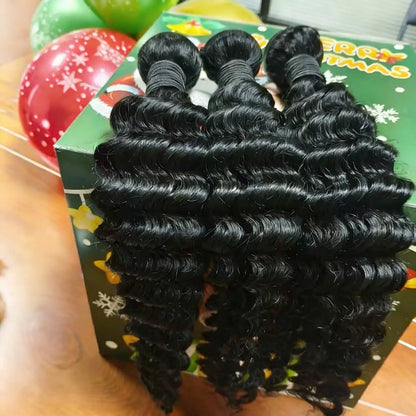 20 22 24Inch Deep Wave Bundles 12A Human Hair Bundles Human Hair Quality Brazilian Bundles 100% Human Hair Raw Hair Bundles for Women ready to wear On Clearance Sale Pre Plucked Wig Party work daily life