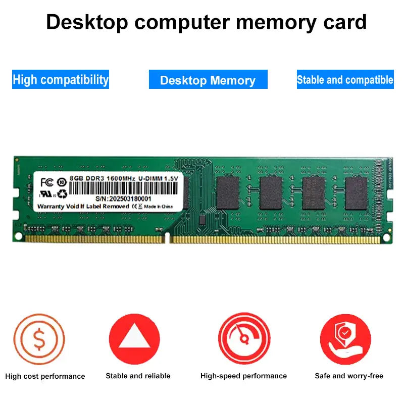 CeaMere DDR3 5~50 PCS Desktop Memory, 4GB/8GB, 1333MHz/1600MHz, PC Memory Module, 240PIN, 1.35V/1.5V, Wholesale Universal Memory