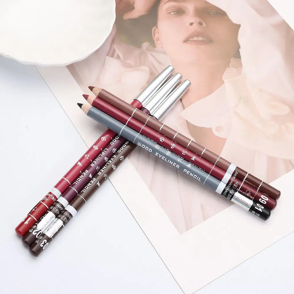 1PC New Professional Wood Lip liner Pen Waterproof Eyeliner Pencil Lady Charming Women's Makeup Long Lasting Cosmetic Tool