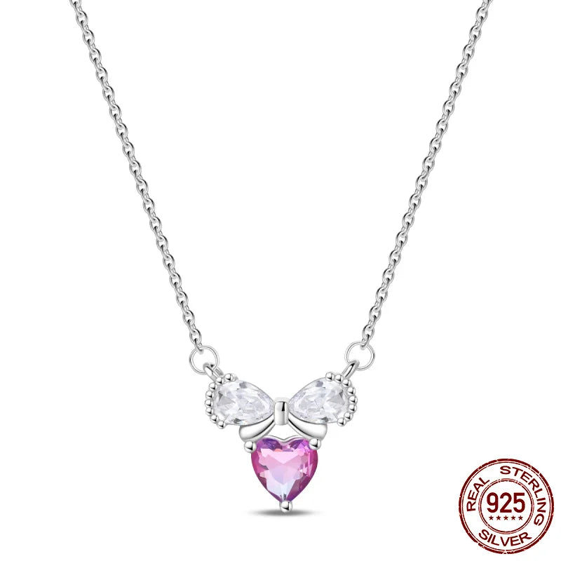 New 925 Sterling Silver Cupid Arrow Mobius Butterfly Dragonfly Sparkling Simple Heart Guardian Necklace 100% 925 Sterling Silver