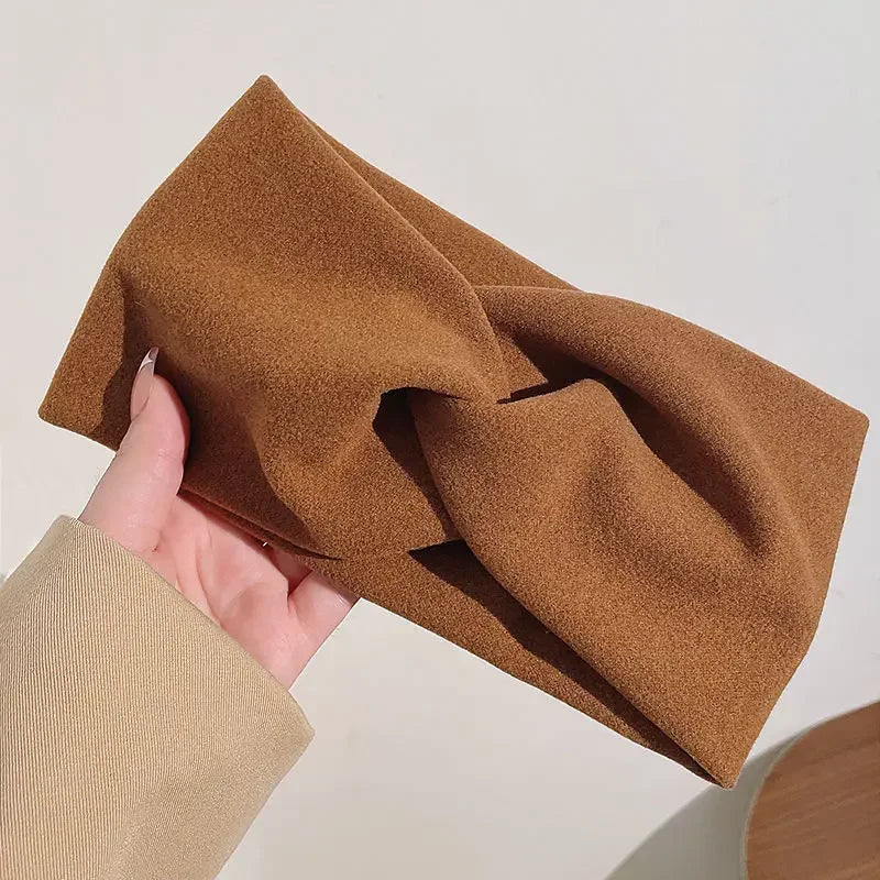 Fashion  Autumn Winter Wide Edge Cross Stretch Fabric Women Girl Headband Headpiece Turban Bandage Hair Accessories Headwear