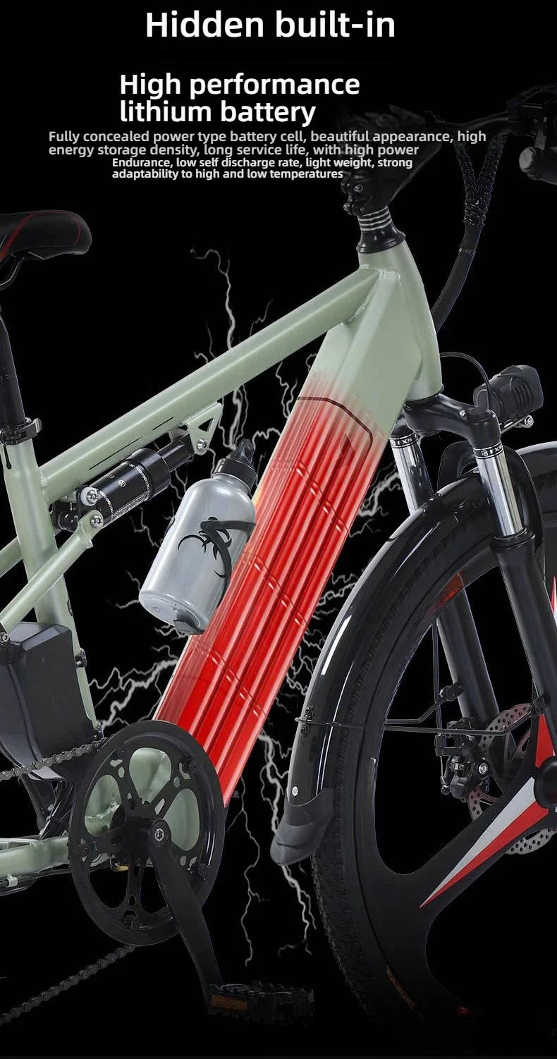 26-inch electric bicycle, 400W motor, 48V 30AH battery, adult ebike, multiple colors available, fashionable electric bike