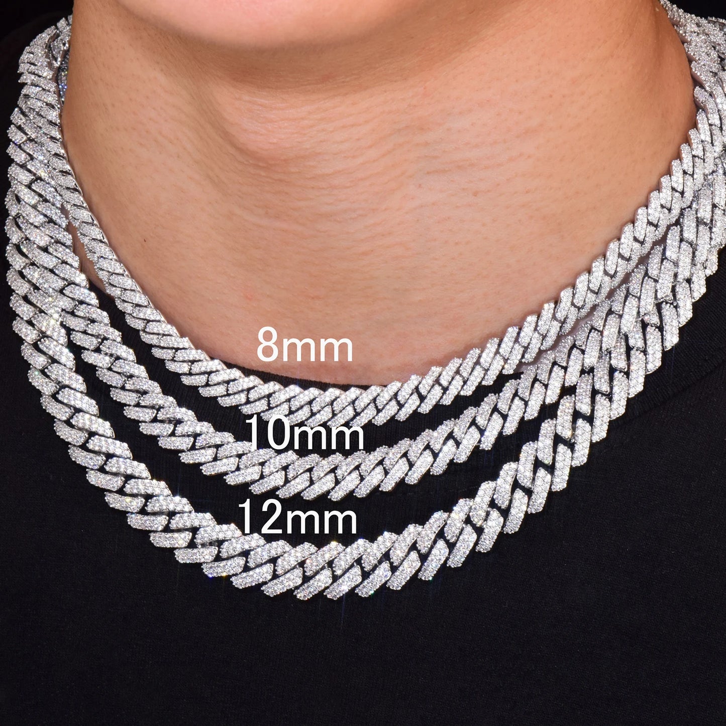 Iced Out Miami Cuban Chain Necklace For Men Women 8mm 10mm 12mm Zircon Link Gold Silver Color Fahion Hip Hop Jewelry