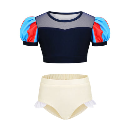 2 3 4 6 8 Yrs Girls Summer Swimming Clothing Bikini Two Pieces Set Princess Cosplay Beach Pool Costume Swimsuit Bathing Outfit