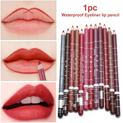 1PC New Professional Wood Lip liner Pen Waterproof Eyeliner Pencil Lady Charming Women's Makeup Long Lasting Cosmetic Tool