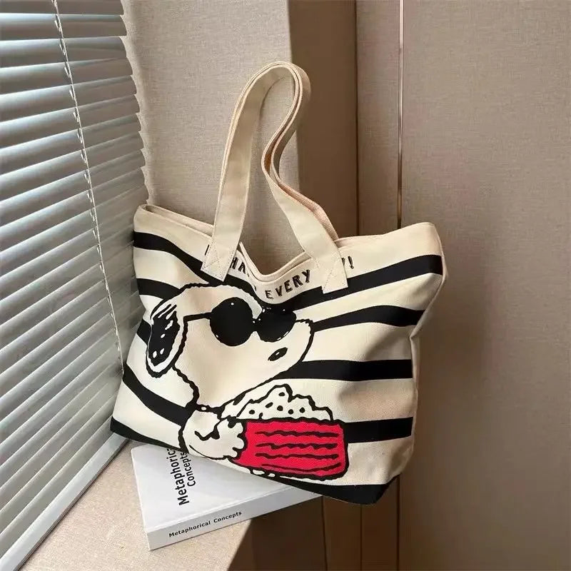 HOT Snoopy student cartoon large-capacity tote bag new versatile printed mommy bag portable shoulder shopping bag canvas bag