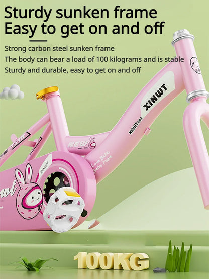 Girls Bike for Kids 12 14 16 Inch Kids Bike with Training Wheels & Dual Brakes Toddler Bicycle with Basket Birthday Gift for Boy