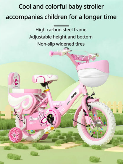 Girls Bike for Kids 12 14 16 Inch Kids Bike with Training Wheels & Dual Brakes Toddler Bicycle with Basket Birthday Gift for Boy