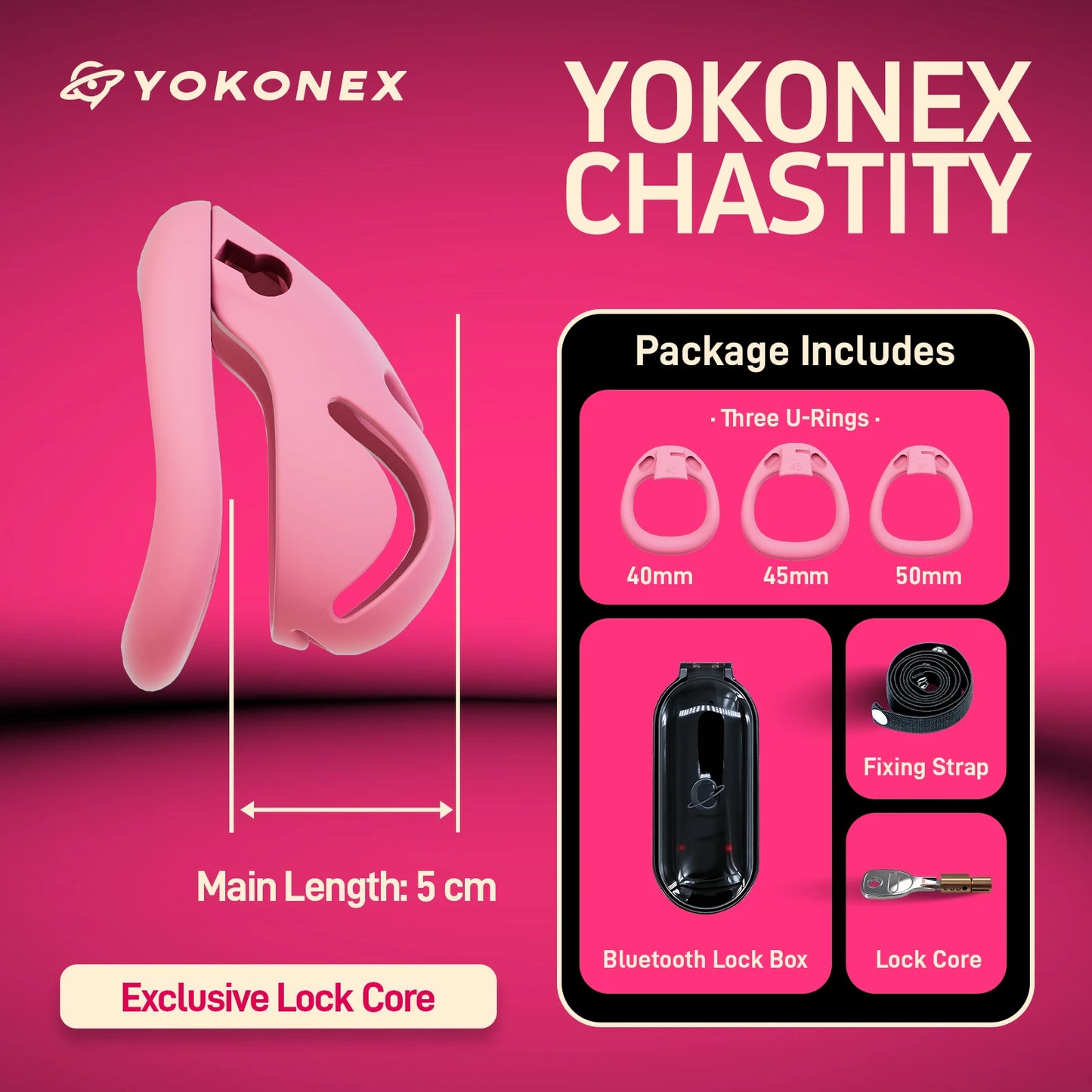 YoKoNex Men Chastity Lock, Black Male Cage, Penis Ring with 3 Sizes, Ergonomic Chastity Device, Adult Toy, New 2026