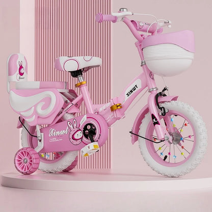 Girls Bike for Kids 12 14 16 Inch Kids Bike with Training Wheels & Dual Brakes Toddler Bicycle with Basket Birthday Gift for Boy