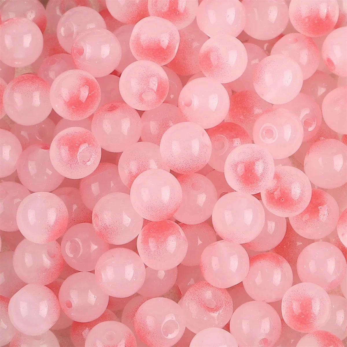 50pcs 8mm Glass Imitation Jade Bead Gradient Double Color Round Bead Handmade DIY Bracelet Necklace Jewelry Making Loose Bead Ma