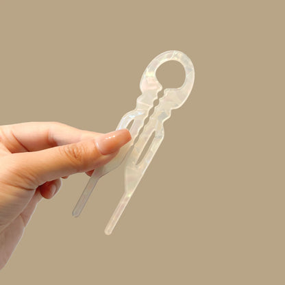 Fashion Bow Design Hair Bun U-Shaped Hair Sticks Acetate Hair Fork Hairpins Women Meatball Sweet Girls Hair Accessories Headband