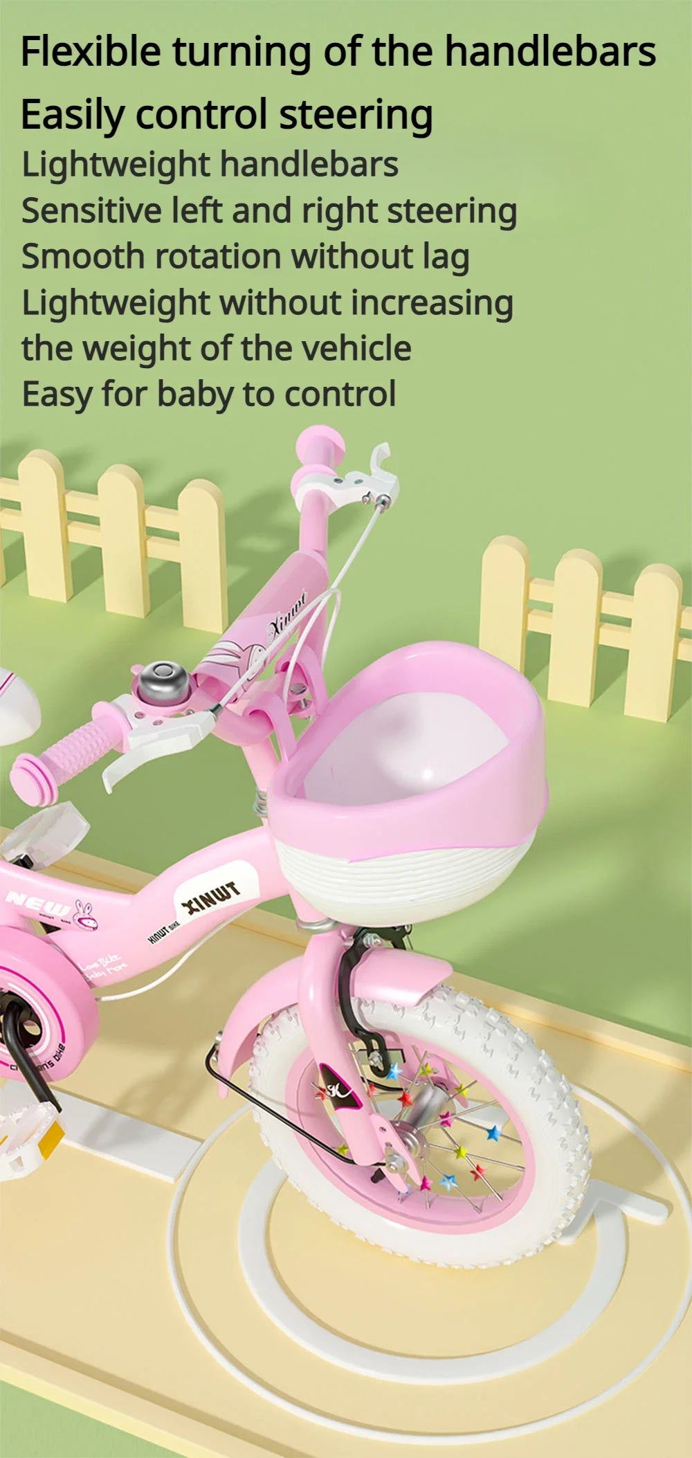 Girls Bike for Kids 12 14 16 Inch Kids Bike with Training Wheels & Dual Brakes Toddler Bicycle with Basket Birthday Gift for Boy