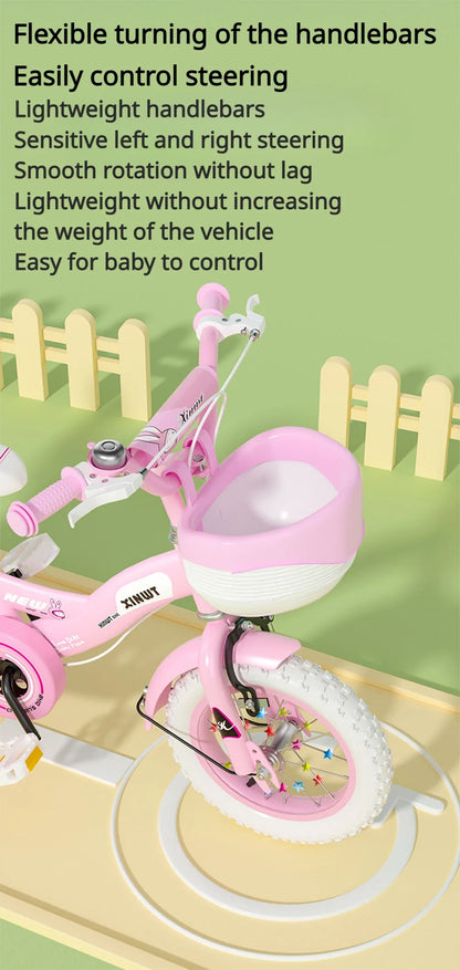 Girls Bike for Kids 12 14 16 Inch Kids Bike with Training Wheels & Dual Brakes Toddler Bicycle with Basket Birthday Gift for Boy