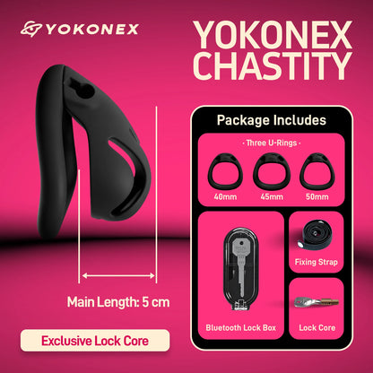 YoKoNex Men Chastity Lock, Black Male Cage, Penis Ring with 3 Sizes, Ergonomic Chastity Device, Adult Toy, New 2026
