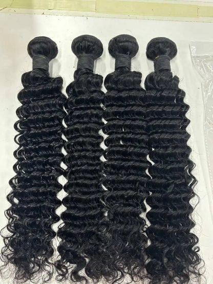 20 22 24Inch Deep Wave Bundles 12A Human Hair Bundles Human Hair Quality Brazilian Bundles 100% Human Hair Raw Hair Bundles for Women ready to wear On Clearance Sale Pre Plucked Wig Party work daily life