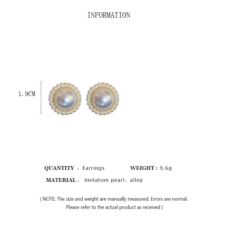 Delicate Imitation Pearl Stud Earrings For Women New In Geometric Round Earings Party Wedding Light Luxury Jewelry Girls Gift