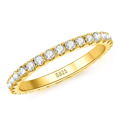 KNOBSPIN 2mm D Color Moissanite Ring 925 Sterling Sliver Solid 18k White Gold Eternity Band Wedding Engagement Rings For Women